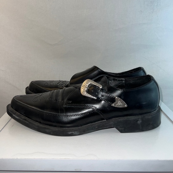 T.U.K. - Men's Western Buckle Loafer - A8652 - Black Leather Jam - Saint Laurent - Picture 4 of 15